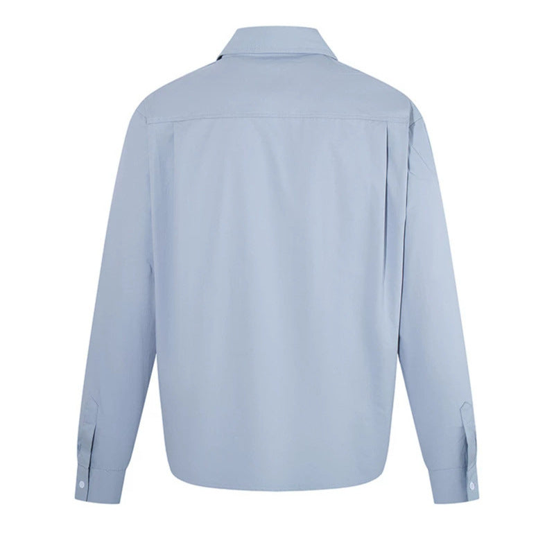 Women Elegant Blouse with concealed V-slit front, shirt collar and elastic hem