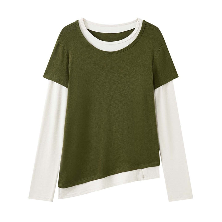 Women's Layered Look Long Sleeve with Short Overshirt Overlay Amarae