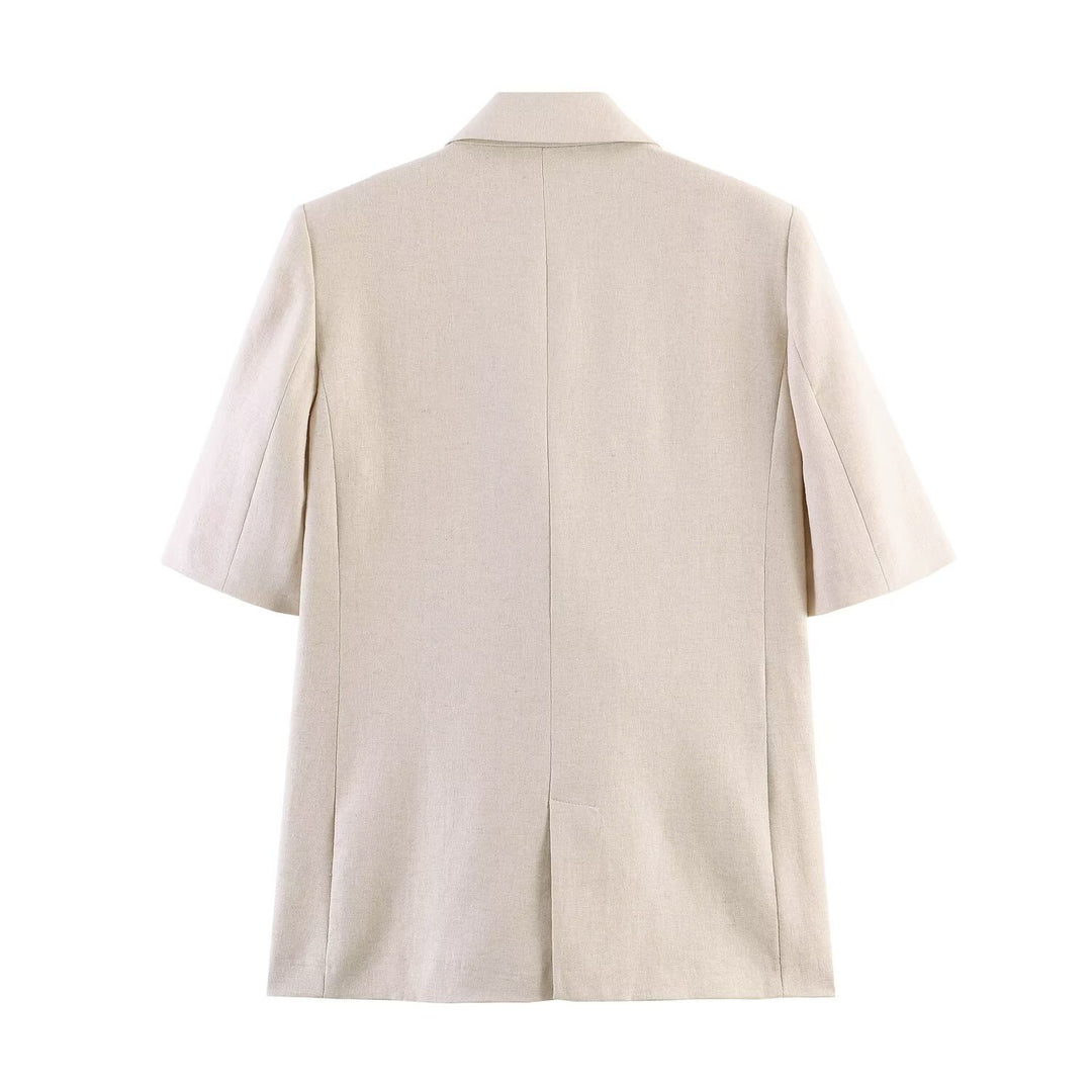 Women's Loose Linen Trousers with Pleats and Wide Palazzo Cut Amarae