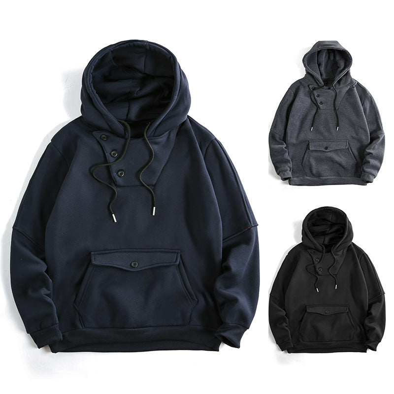 Men's casual hoodie with button details and practical pockets Lune London