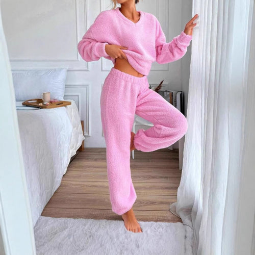 Ladies Cozy Fleece Lounge Set with Elastic Waist Amarae