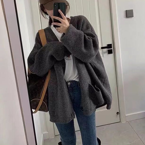 Gilet surdimensionné pour femmes avec poches pratiques et décolleté en V