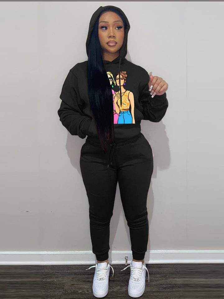 Women's hoodie set with artistic print and comfortable jogging pants Lune London