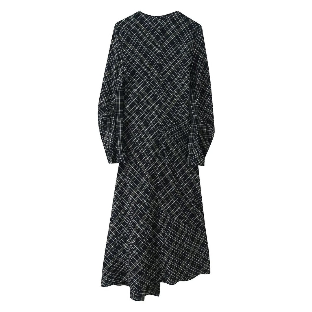Women Midi Dress with Wrap Look, Side Gathering and Asymmetrical Hem Amarae