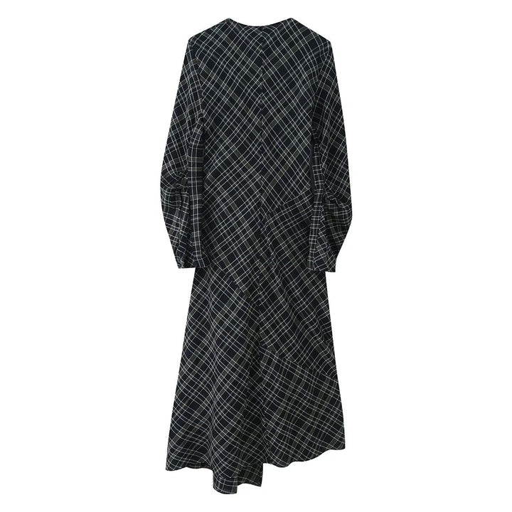 Women Midi Dress with Wrap Look, Side Gathering and Asymmetrical Hem Amarae