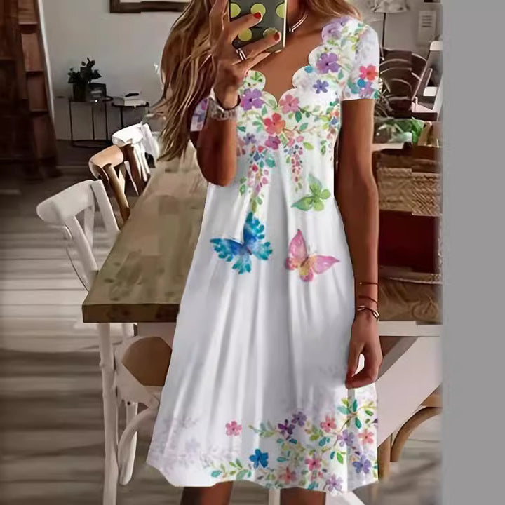 Lune London floral print short sleeve dress