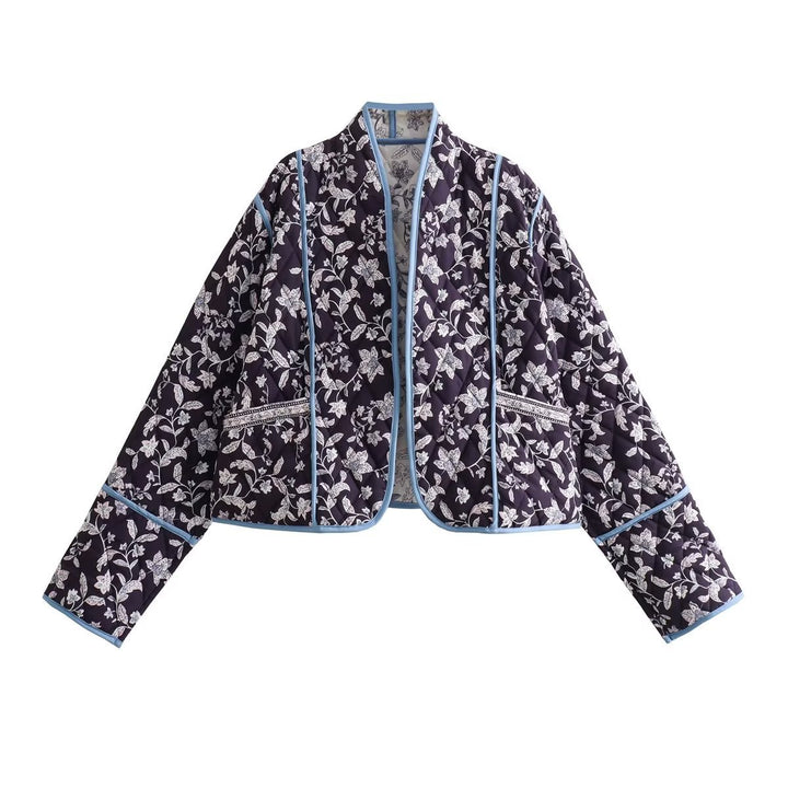 Quilted women's jacket with floral pattern and contrasting accents Lune London