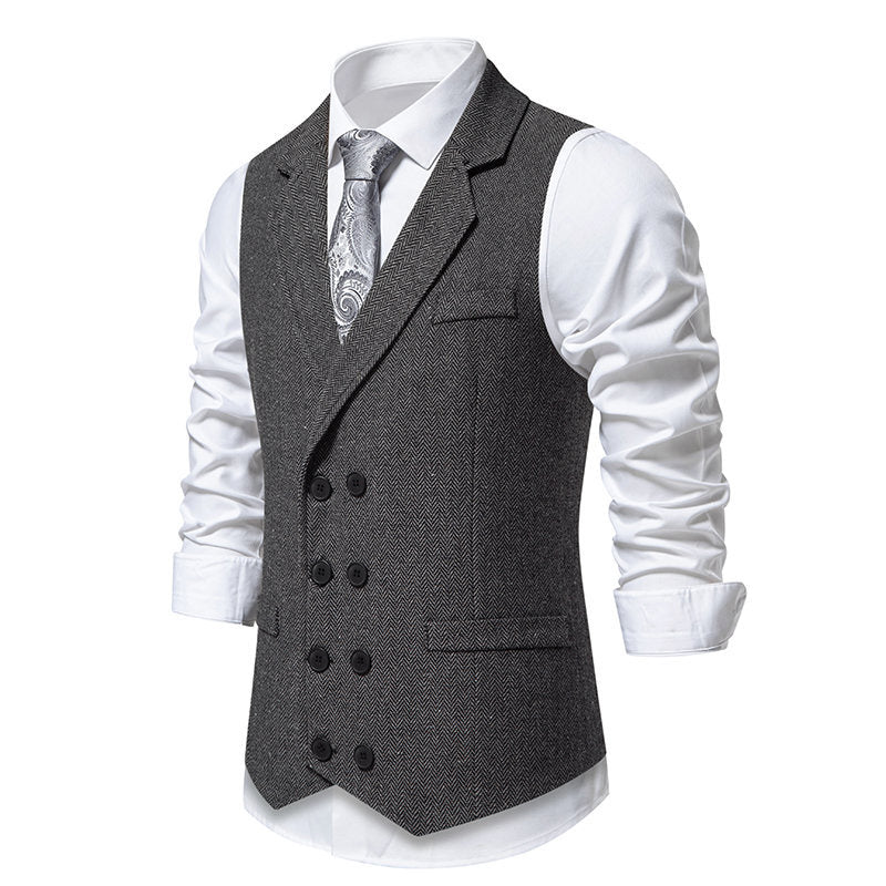 Elegant men's herringbone waistcoat with double-breasted buttons Lune London