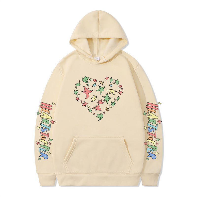 Women's hoodie with creative heart and leaf design Lune London