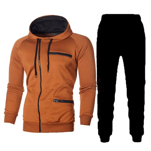 Men's athletic outfit hoodie and jogger pants with modern zippered pockets Amarae