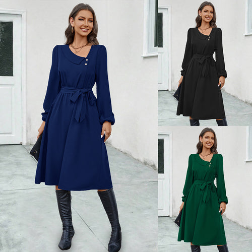 Mid-length dress for women with a fitted cut and elegant button details Amarae