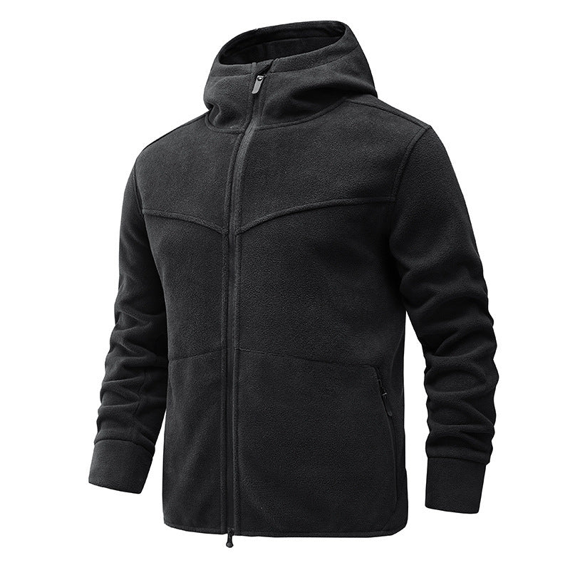 Fleece jacket for men with practical pockets and adjustable hood Lune London