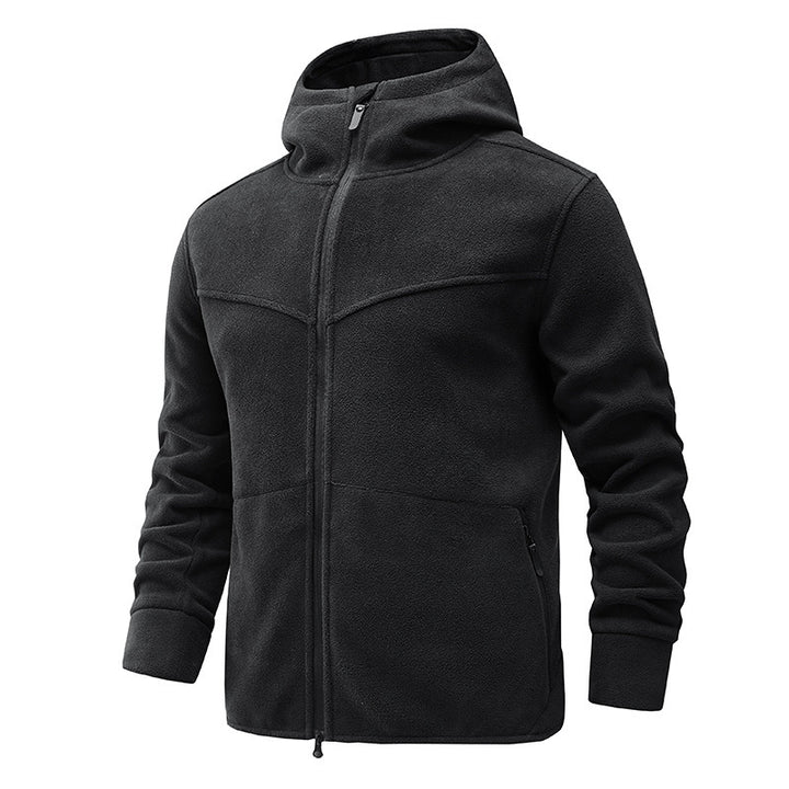 Fleece jacket for men with practical pockets and adjustable hood Lune London