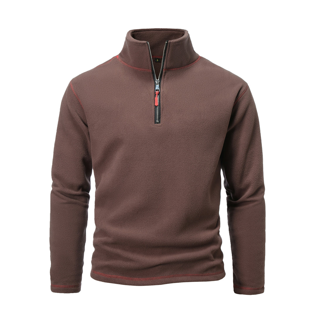 Fleece pullover for men with high collar and half-zip Lune London