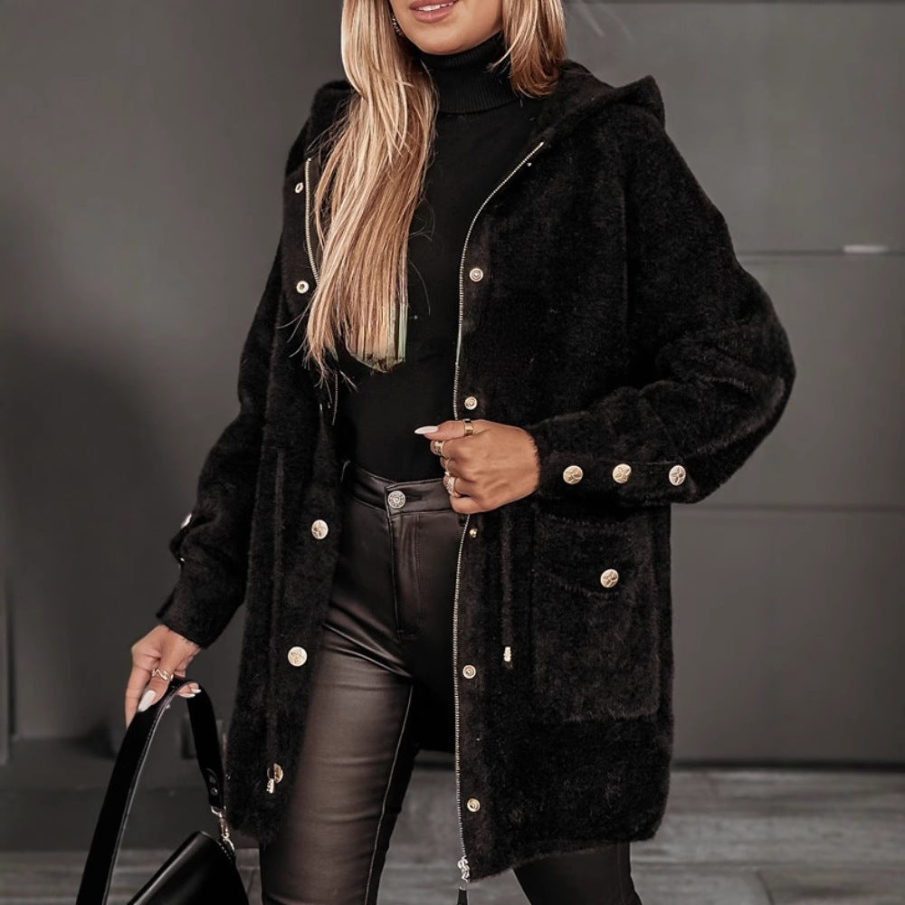 Ladies Cozy Sherpa Jacket with Practical Chic Pockets