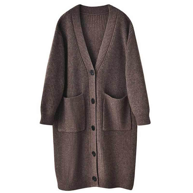 Cardigan en Tricot Large pour Femmes avec Poches à Patte et Fermeture Boutonnée Chic & Stil