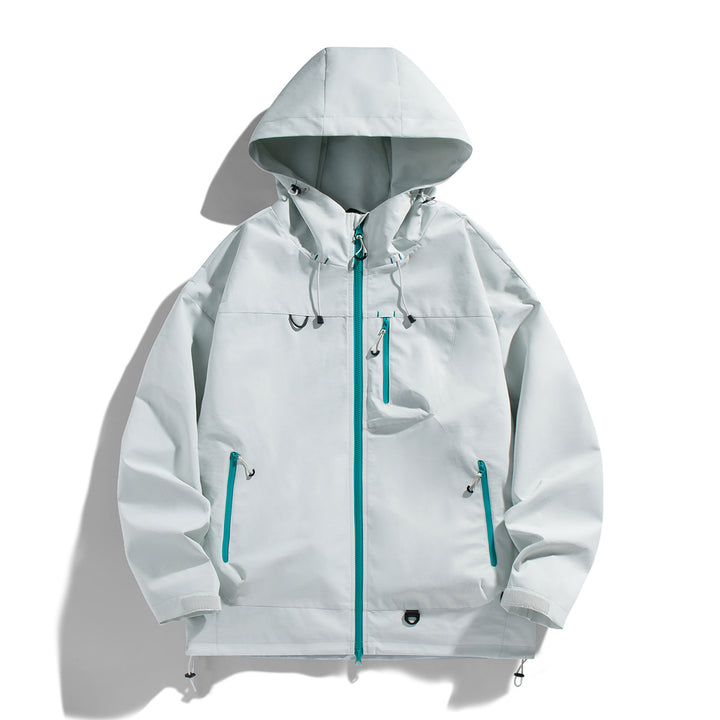 Men's waterproof outdoor jacket with adjustable hood and practical zip pockets Lune London