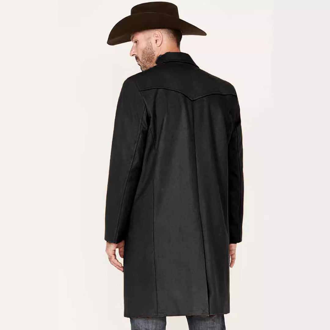 Elegant long coat for men in classic western style with high-quality details Lune London
