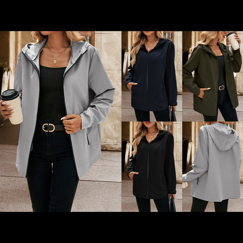 Lightweight transitional jacket for women with hood and practical pockets Amarae