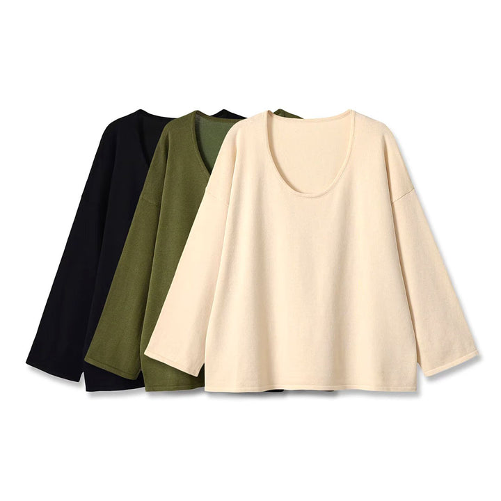 Women's Oversize Sweatshirt with deep round neckline and dropped shoulder Amarae