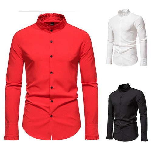 Long sleeve shirt for men with trendy stand-up collar and elegant details Amarae