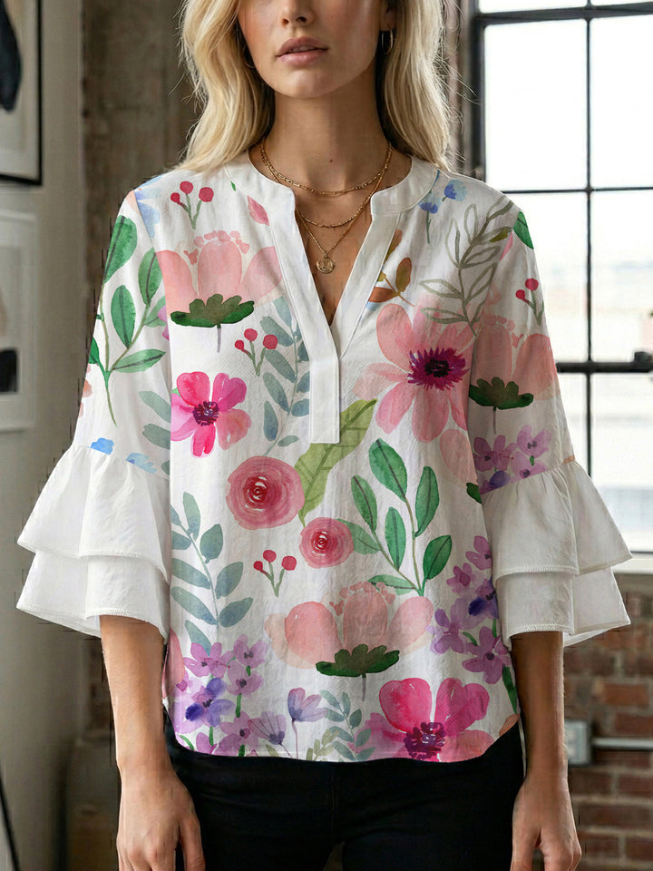 Women's flower creation with voluminous ruffled sleeves Lune London