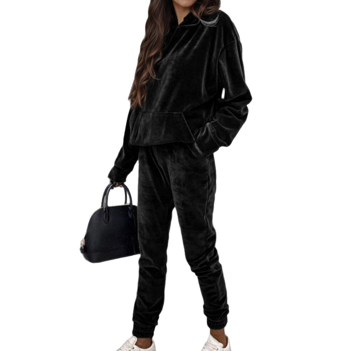 Ensemble de fleece sportif pour femmes avec capuche et taille élastique Chic & Stil
