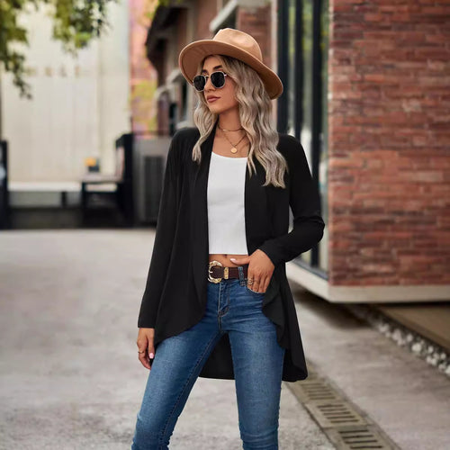 Women's knit jacket with asymmetrical hem and relaxed fit Amarae