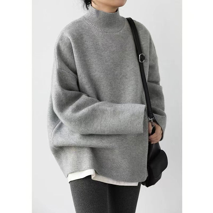 Sweater en maille épaisse pour femmes avec col roulé haut et épaules tombantes Chic & Stil