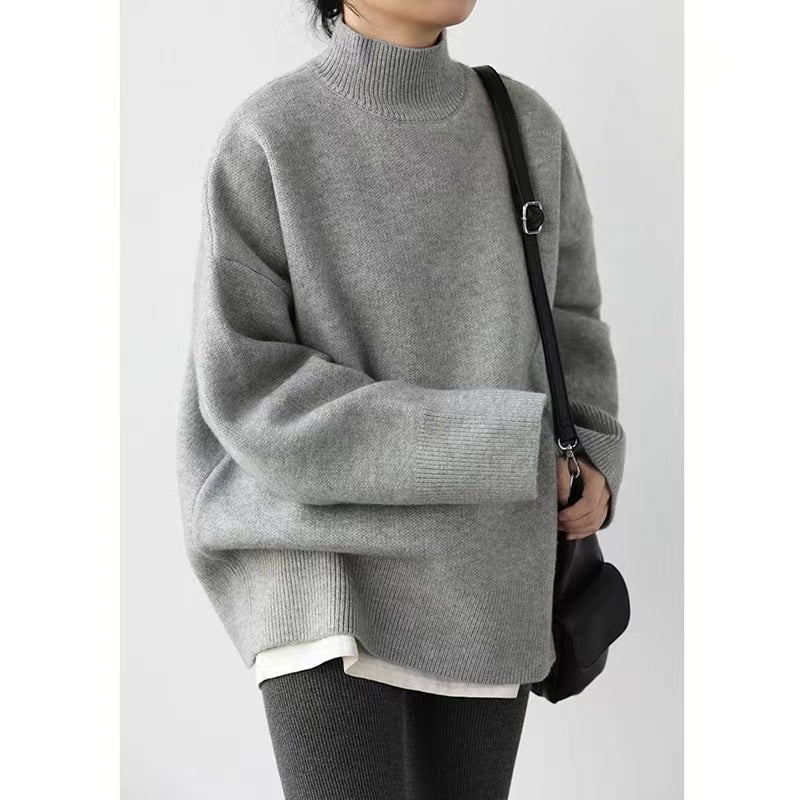 Pull ample en tricot épais à col roulé pour femmes avec une coupe décontractée et un design casual Chic & Stil