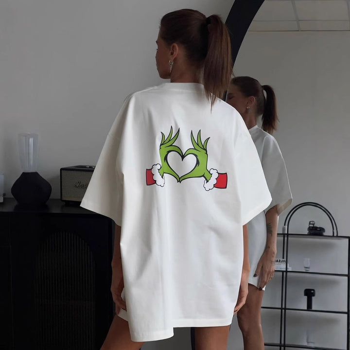 Oversized t-shirt for ladies with creative Christmas design Lune London