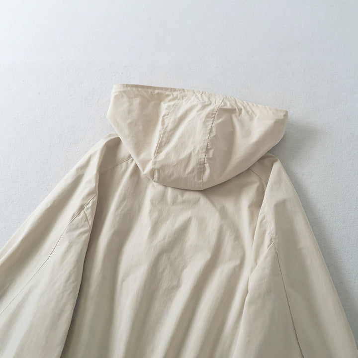 Women's short jacket with hood, drawstring, kangaroo pockets, and elastic waistband Amarae