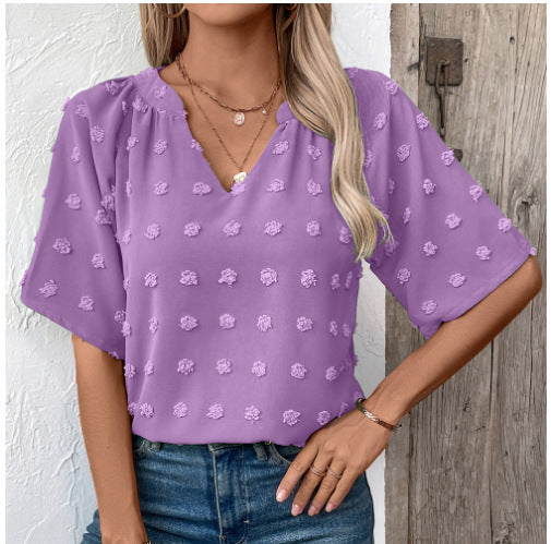 Ladies elegant top with structured floral pattern Lune London