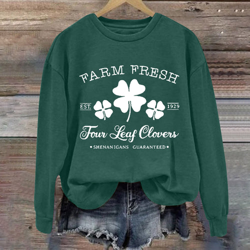 Sweat-shirt de loisirs pour femmes avec motif de trèfle inspiré du vintage et coupe confortable Chic & Stil