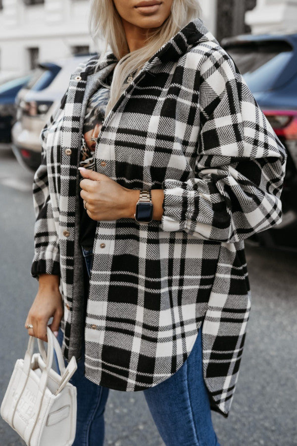 Oversized shirt dress for women with a modern check pattern Lune London