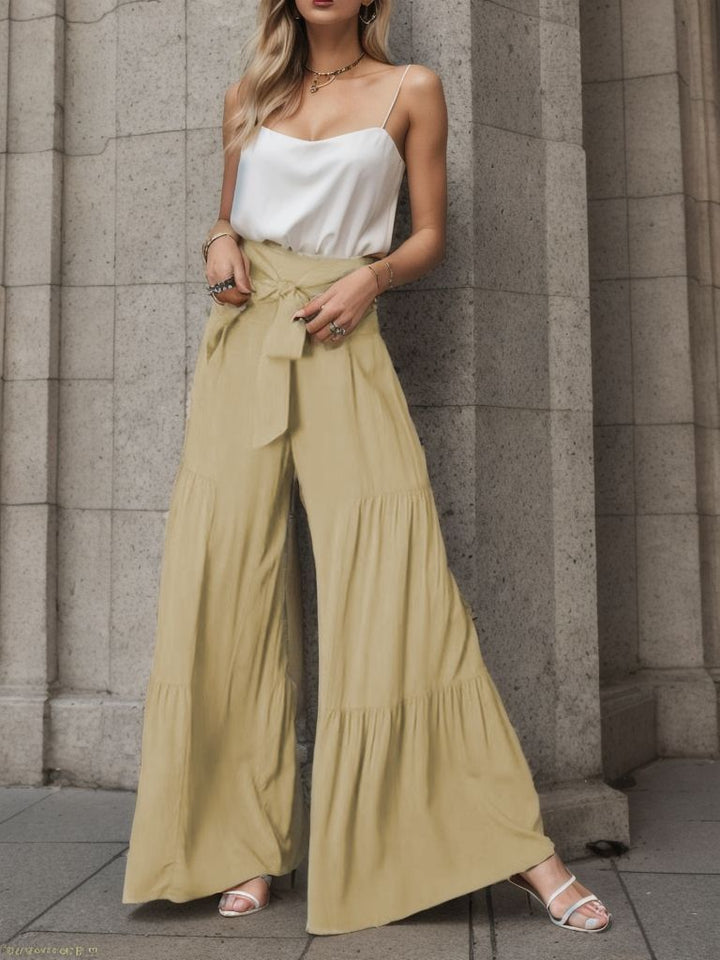 Loose summer pants for women with elastic waist and side drawstring Lune London