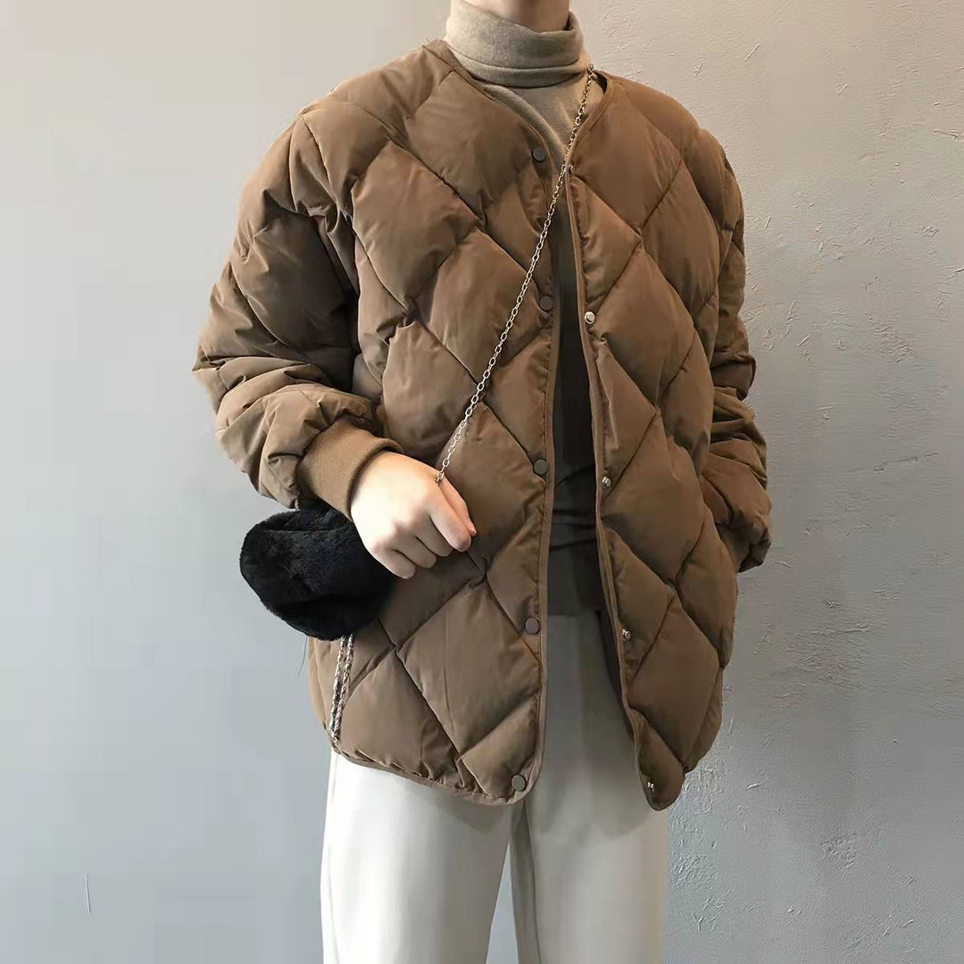 Ladies Lightweight Quilted Down Jacket with Fashionable Cut and Practical Snap Buttons Amarae