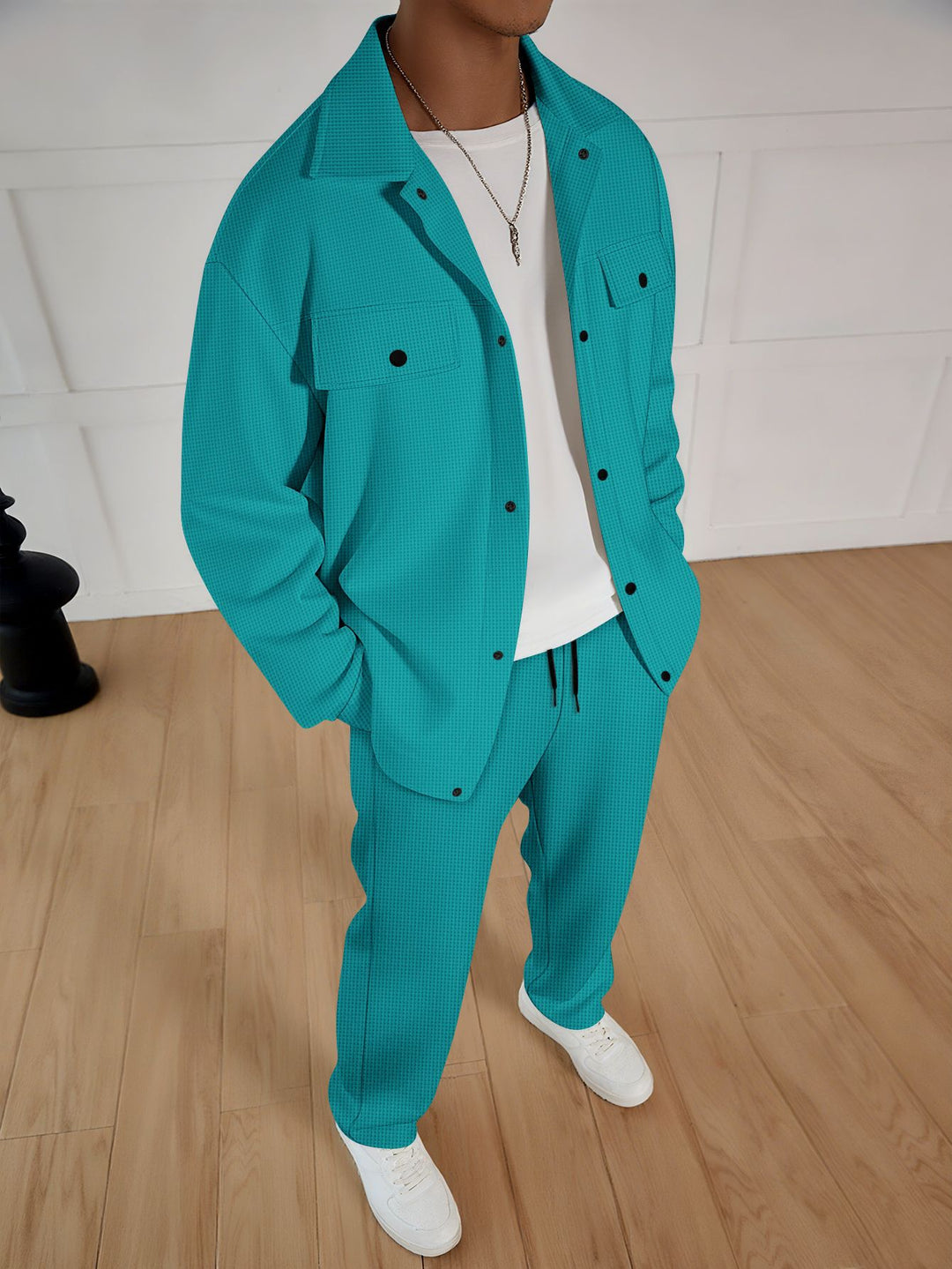Elegant leisure suit for men with textured jacket and comfortable pants Amarae