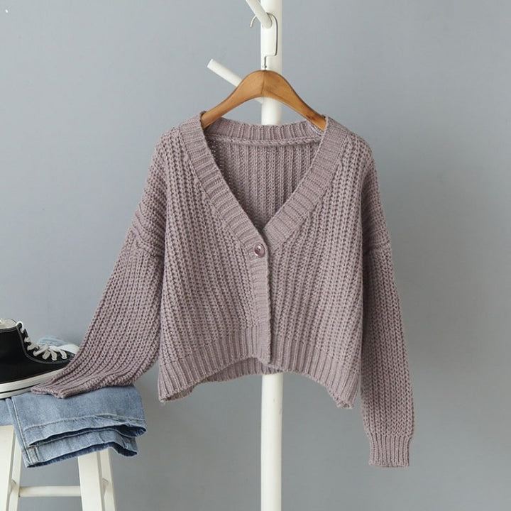 Casual knit jacket for women with drop shoulders and buttons Lune London