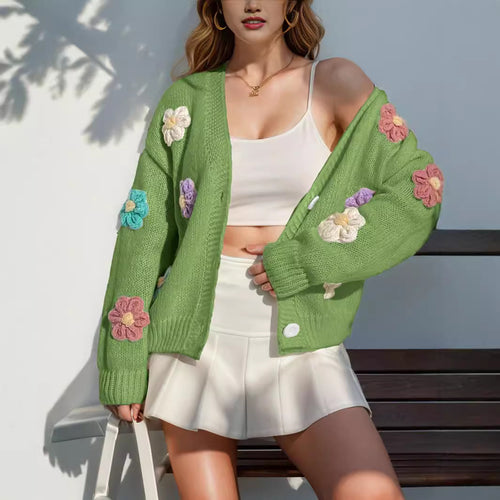 Ladies cozy sweater with floral design Amarae