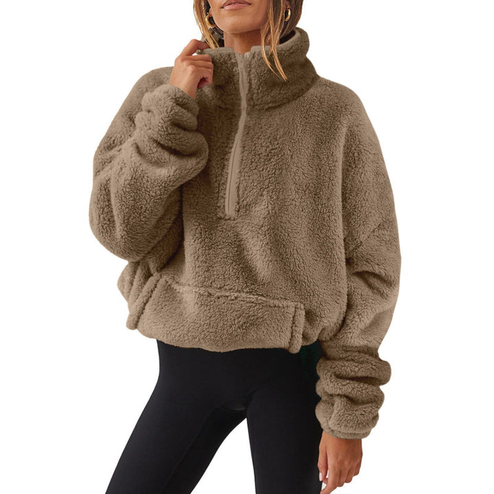 Women's comfortable sweater with high collar and zipper Lune London