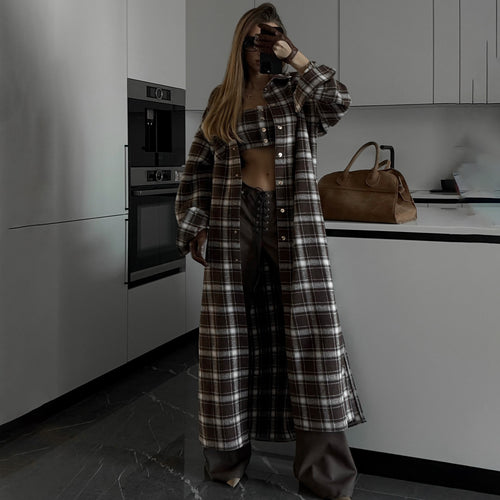 Long plaid shirt dress for women with removable sleeves Amarae