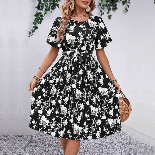Amarae women's midi dress with floral print and tie belt