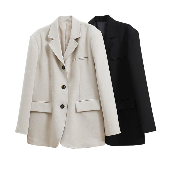 Women's Boxy Blazer made of linen blend with extended length and three-button front Amarae