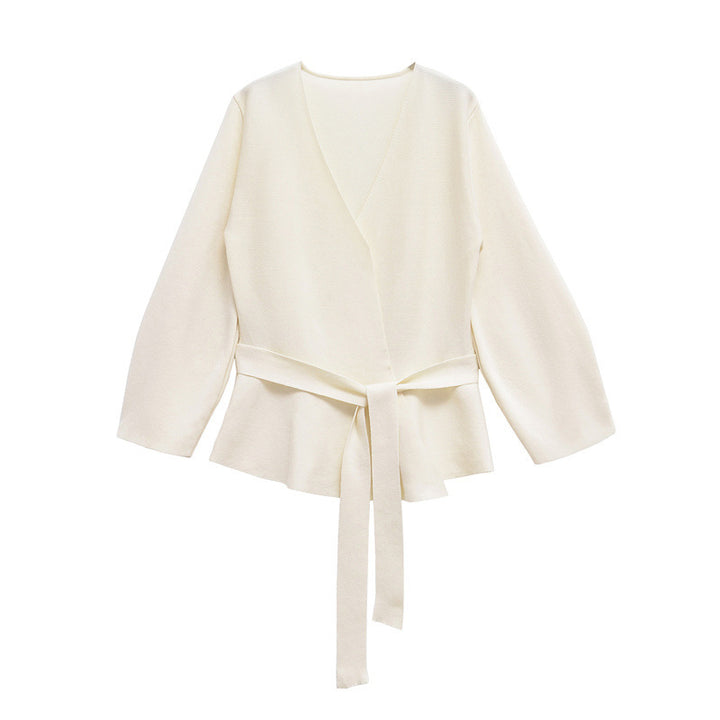 Trendy wrap jacket for women with tied belt Lune London