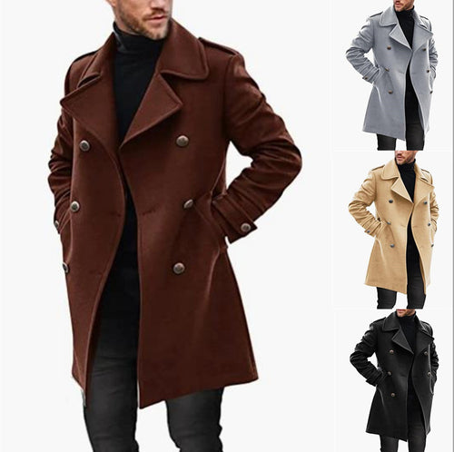 Fashion wool coat for men with casual collar and double buttons Amarae