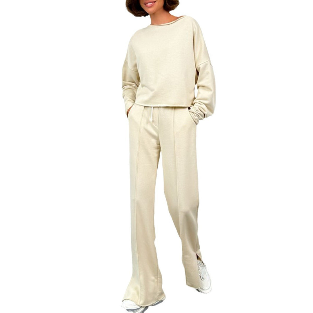 Lune London casual cropped sweatshirt and loose sweatpants set for women