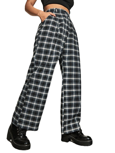 Amarae Women's Wide Plaid Trousers