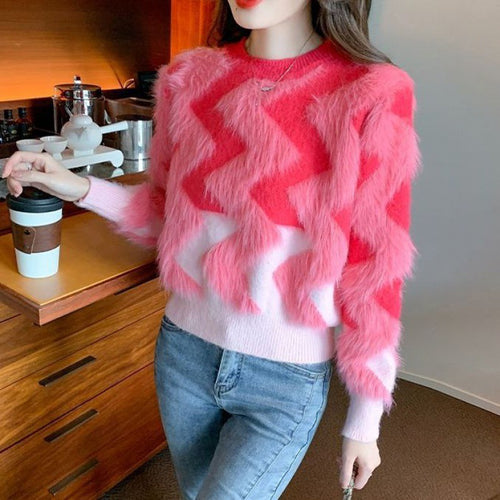 Pull confortable élégant pour femmes avec motif géométrique Chic & Stil