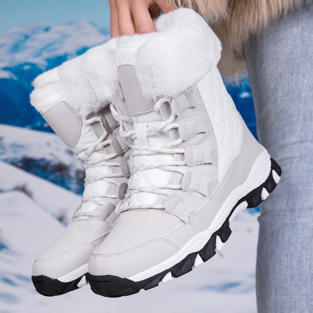 Women's Insulated Thermal Winter Boots with Quilted Surface, Faux Fur Collar and Textured Multi-Zone Outsole Amarae